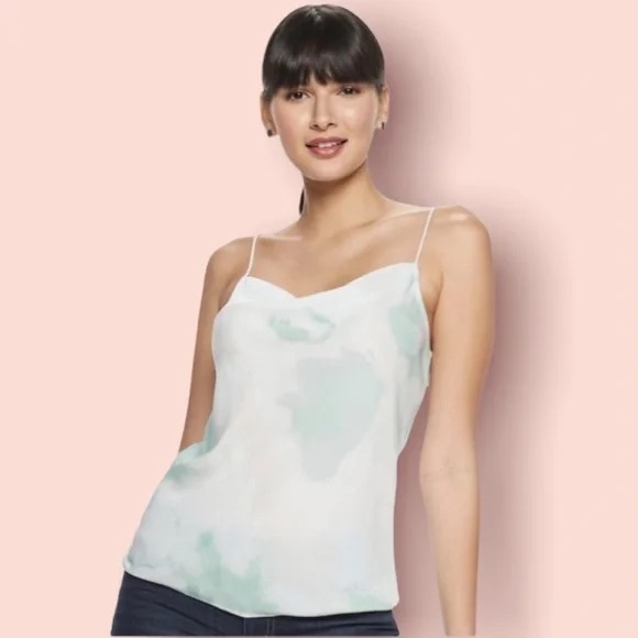 Nine West cowl neck flowy blue & white marble tank top size S - Picture 1 of 4